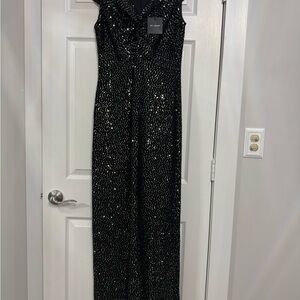 St. John Black Sequin Midi Dress